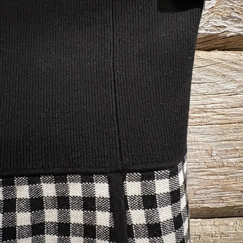 Michael Kors Collection Gingham Knit Pencil Midi Skirt Italian Yarn Black White